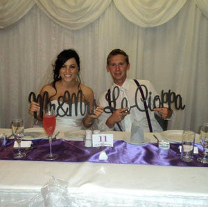 Classic Wedding Signs With Surname | Mr&Mr | Mrs&Mrs | Mr&Mrs | Freestanding | Unpainted | Plain - Funky Letters